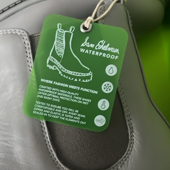 NEW!  Sam Edelman Daelyn Boots | Gray | Leather | Size 9.5 | Waterproof Slip-On - Picture 2 of 6